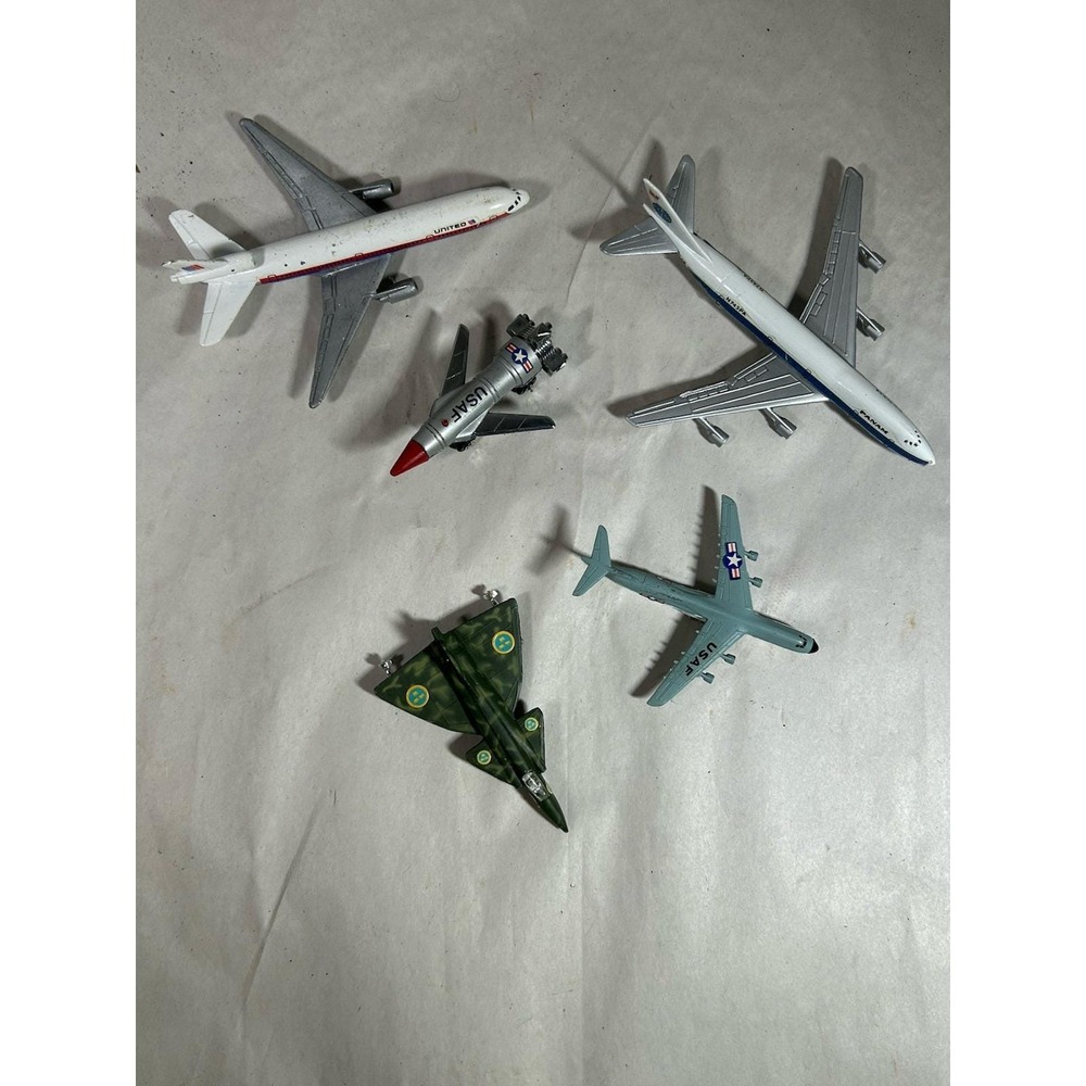 Vintage Airline Jet Toy Lot of 5 USAF United Pan Am Fighter Jet Collectible